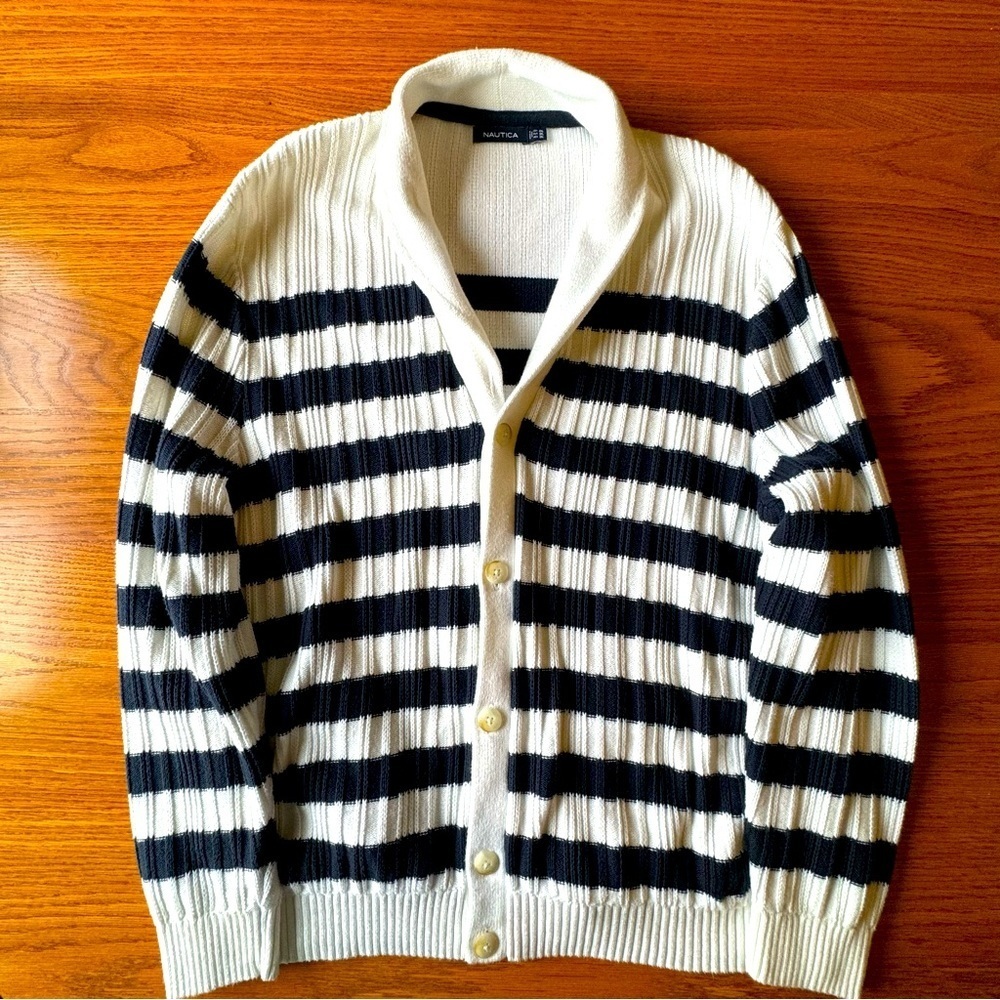 Nautica Men’s Breton Stripe Cardigan Size: XXL